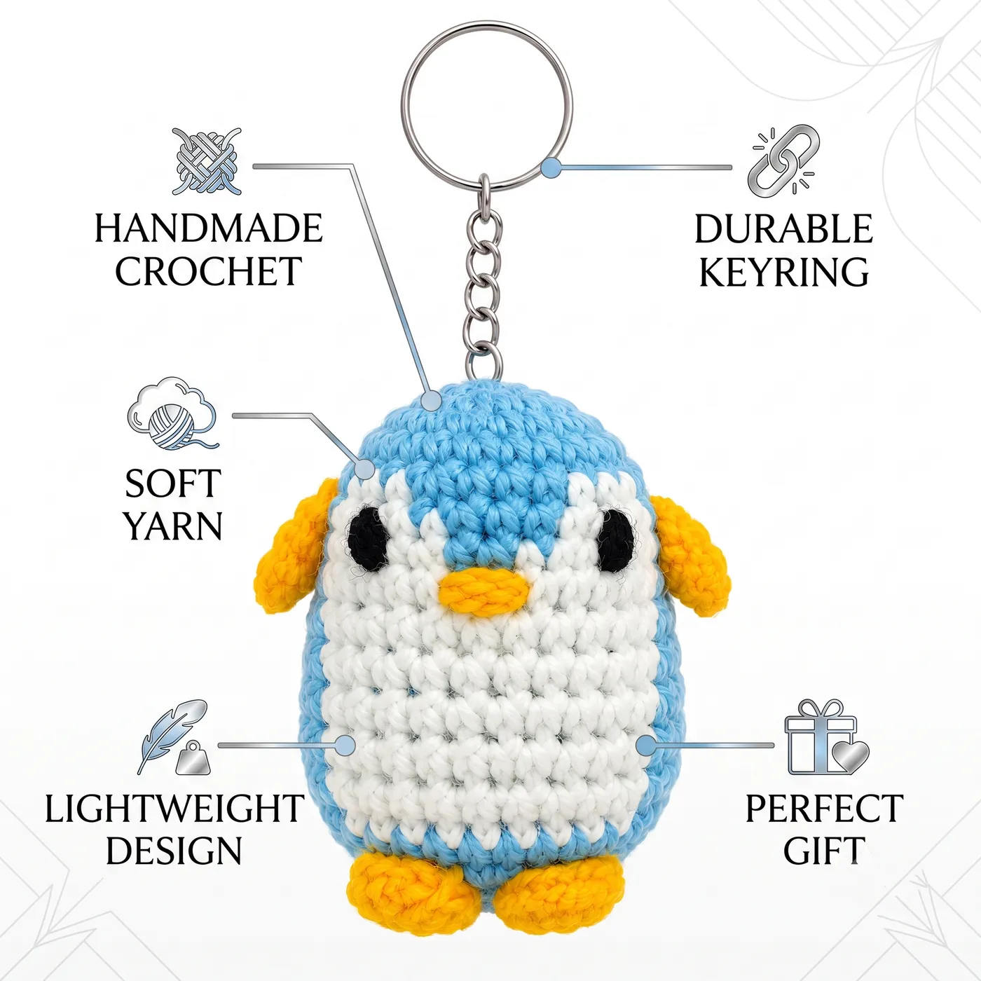 Blue Penguin Crochet Key Chain, photo 5