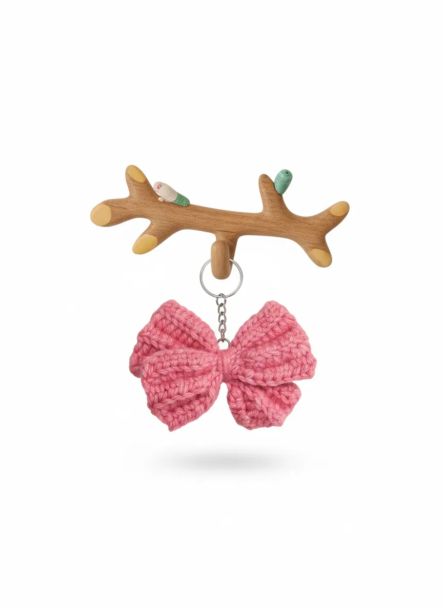 Pink Bow Crochet Key Chain, photo 4