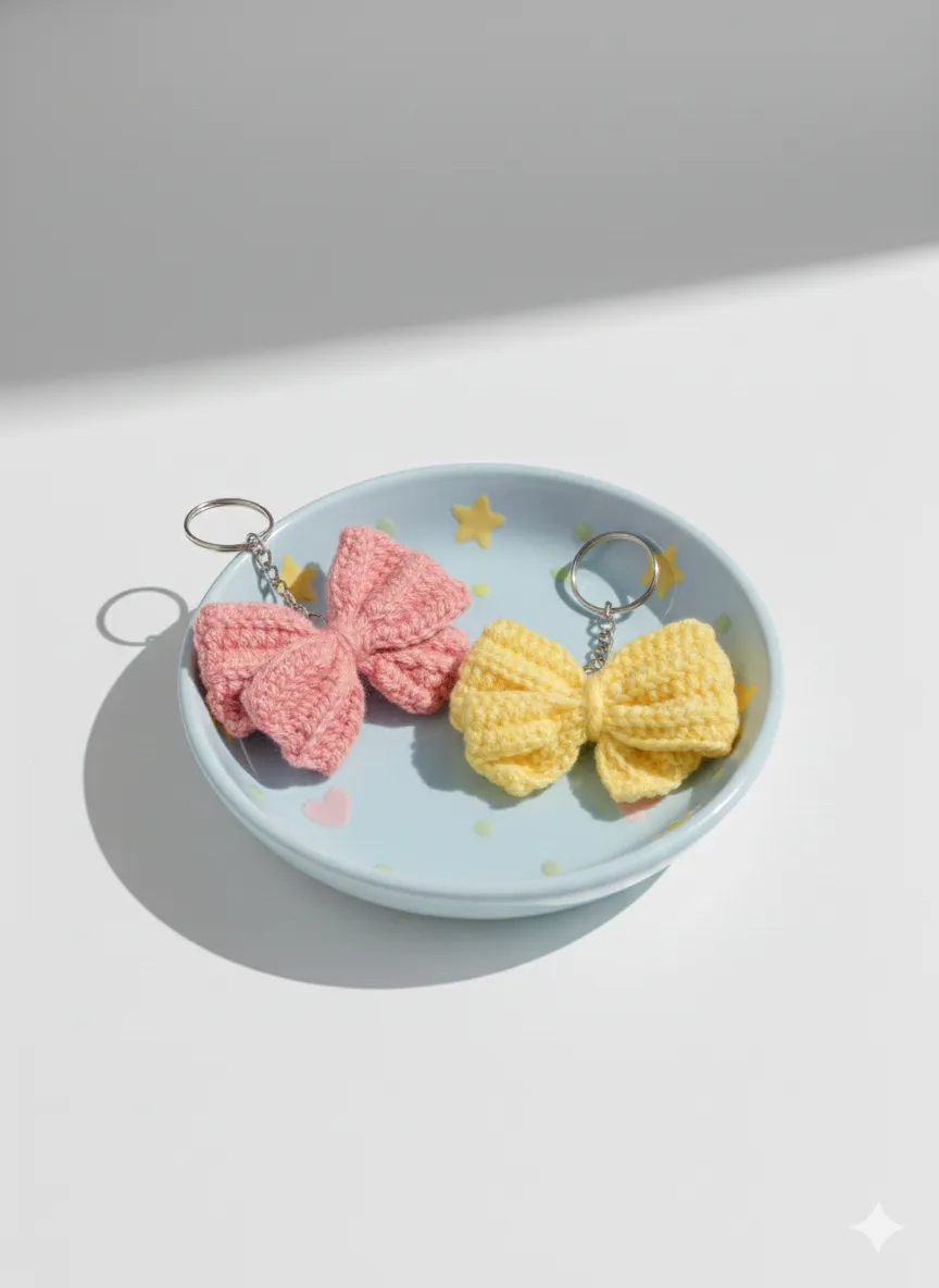 Pink Bow Crochet Key Chain, photo 5