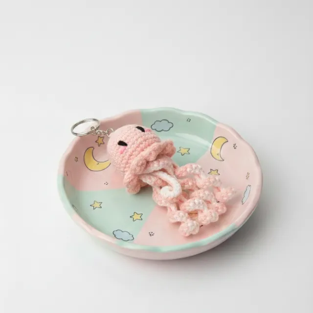 Pink Octopus Crochet Key Chain