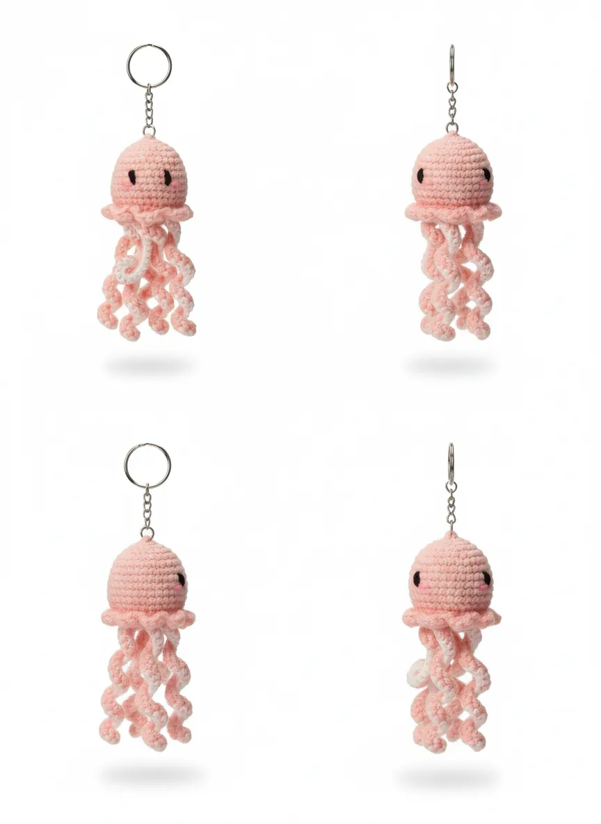 Pink Octopus Crochet Key Chain, photo 4