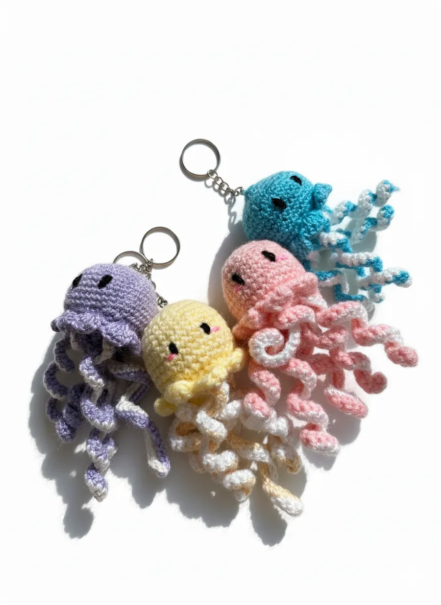 Pink Octopus Crochet Key Chain, photo 5