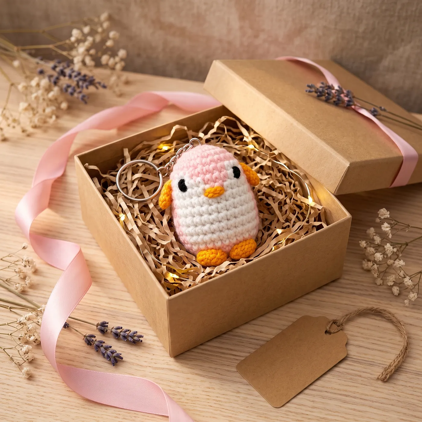 Pink Penguin Crochet Key Chain, photo 4