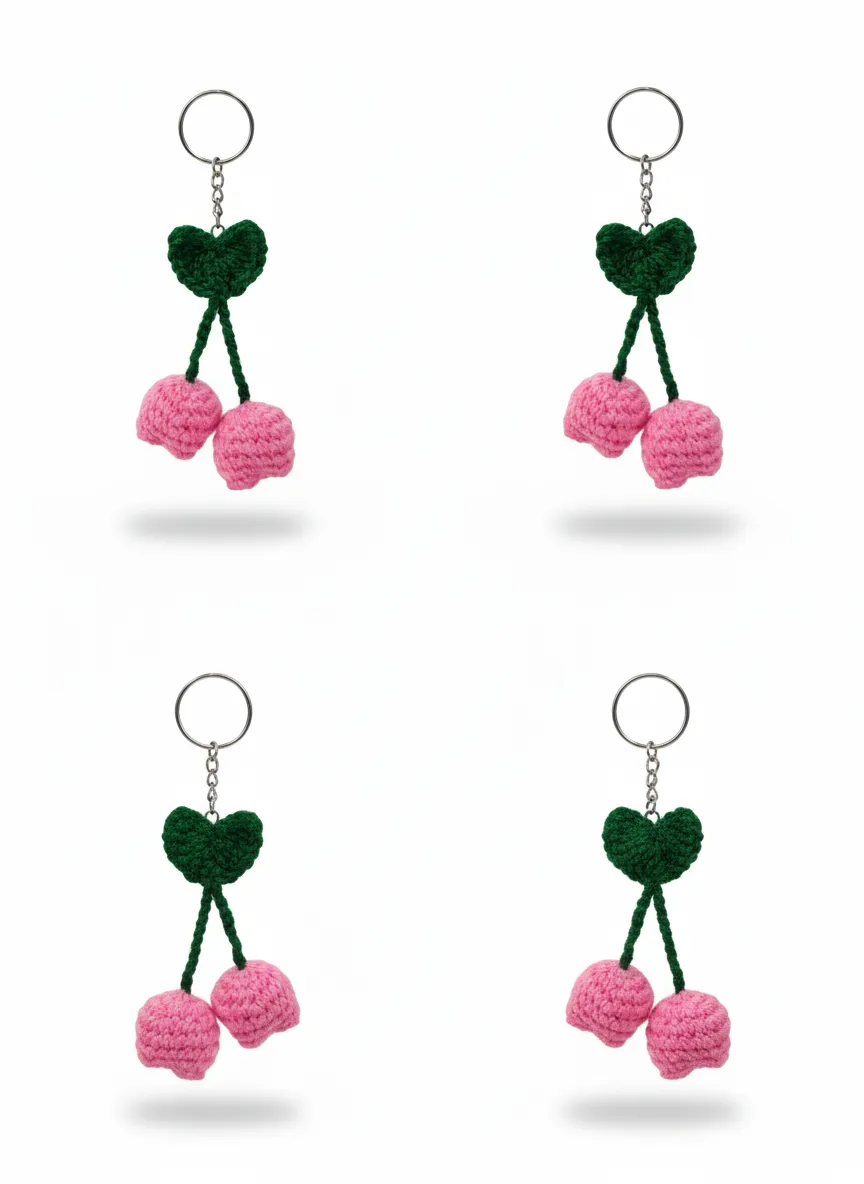 Pink Tulips Crochet Key Chain, photo 4