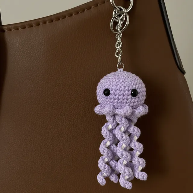 Purple Octopus Crochet Keychain Handmade