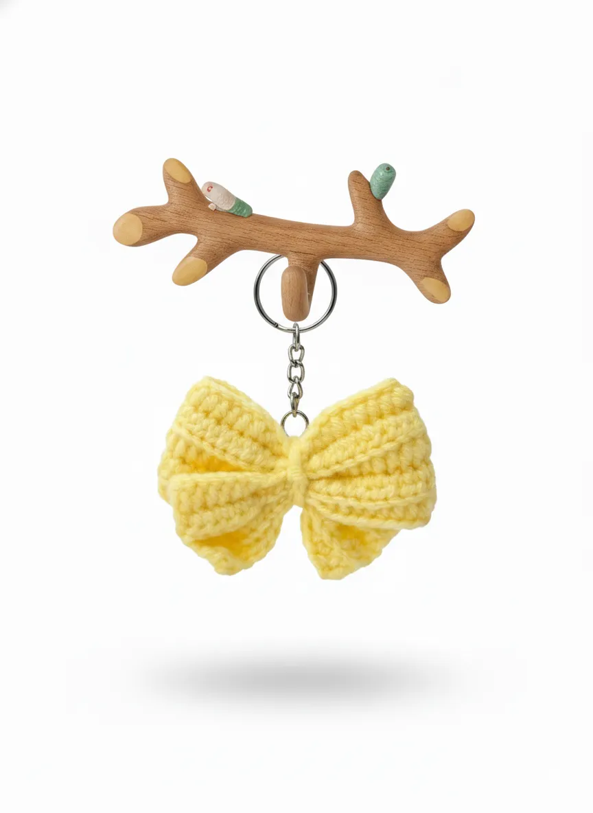 Yellow Bow Crochet Key Chain, photo 4